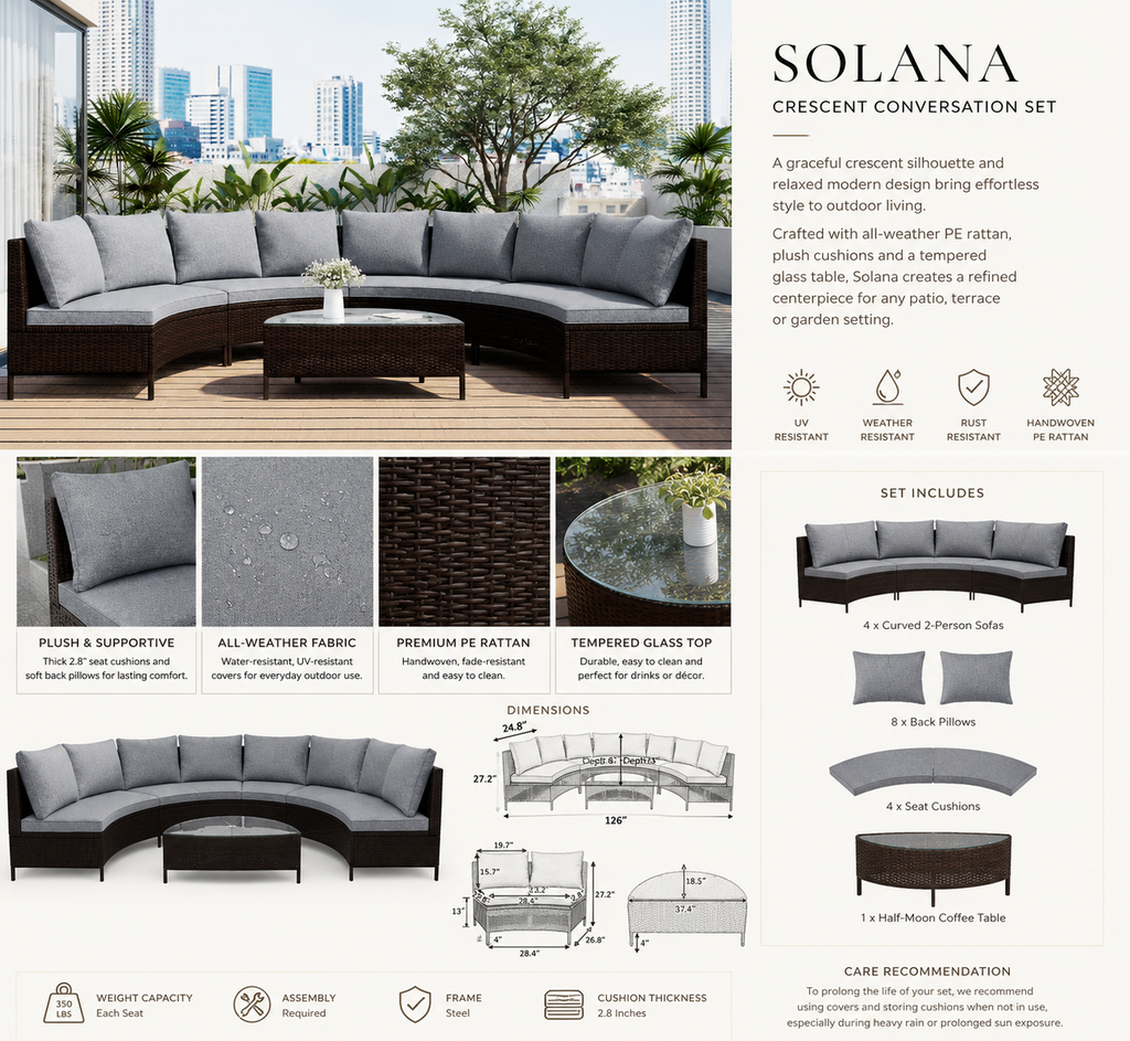 Solana Crescent Conversation Set