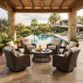 Marbella 7-Piece Wicker Swivel Set