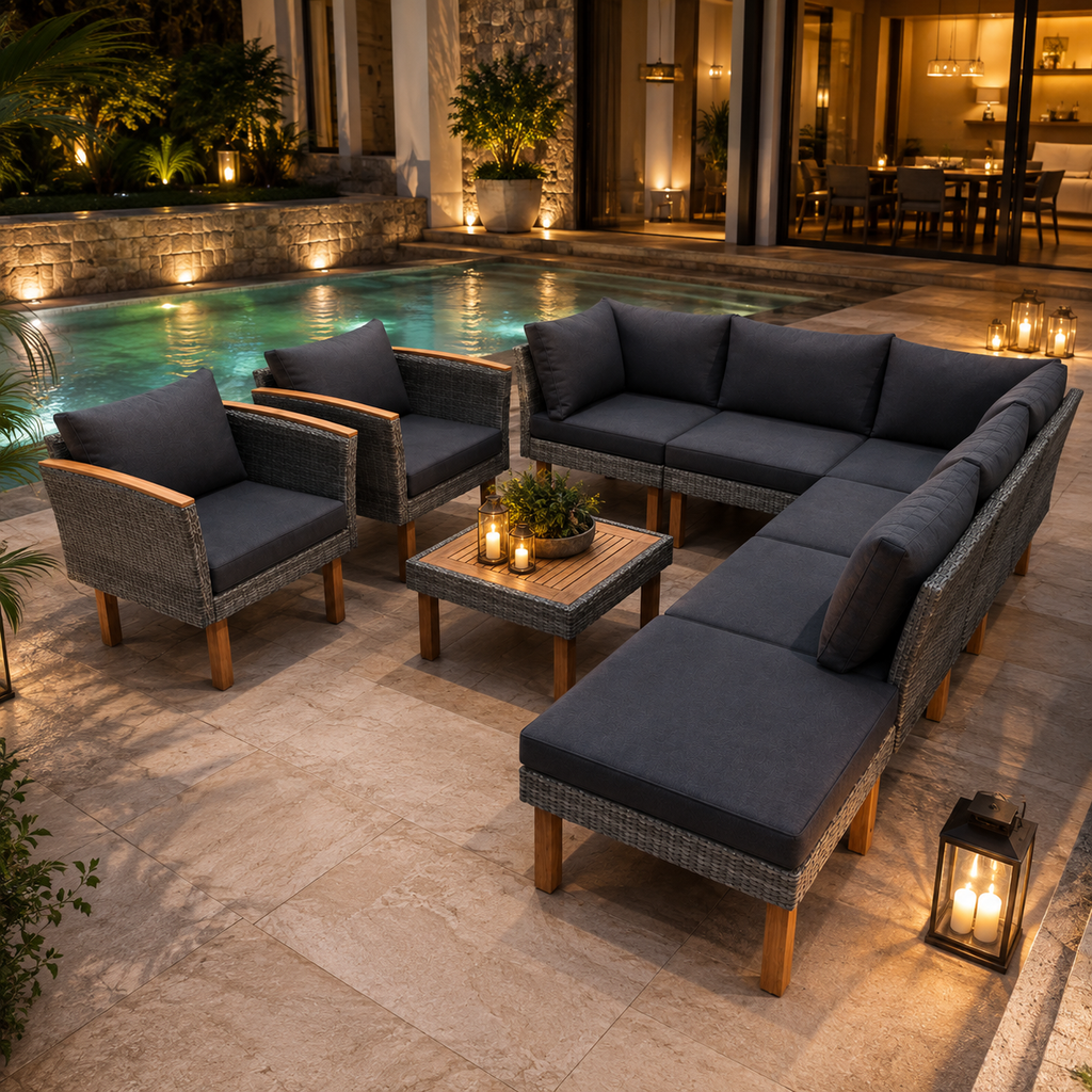 LegsLaguna Nine-Piece Acacia Lounge