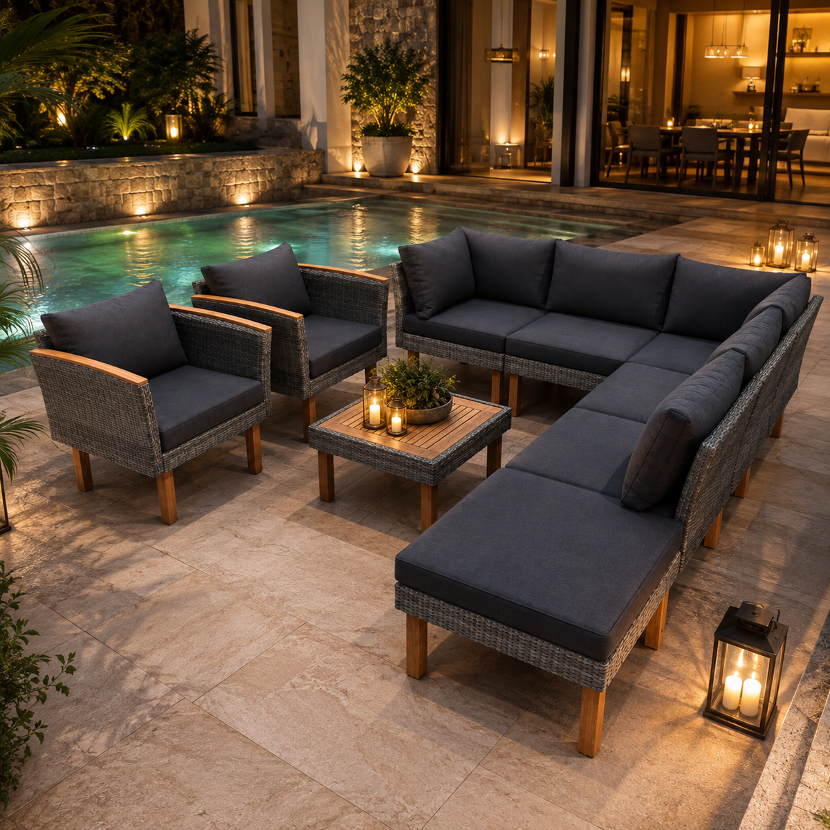 LegsLaguna Nine-Piece Acacia Lounge