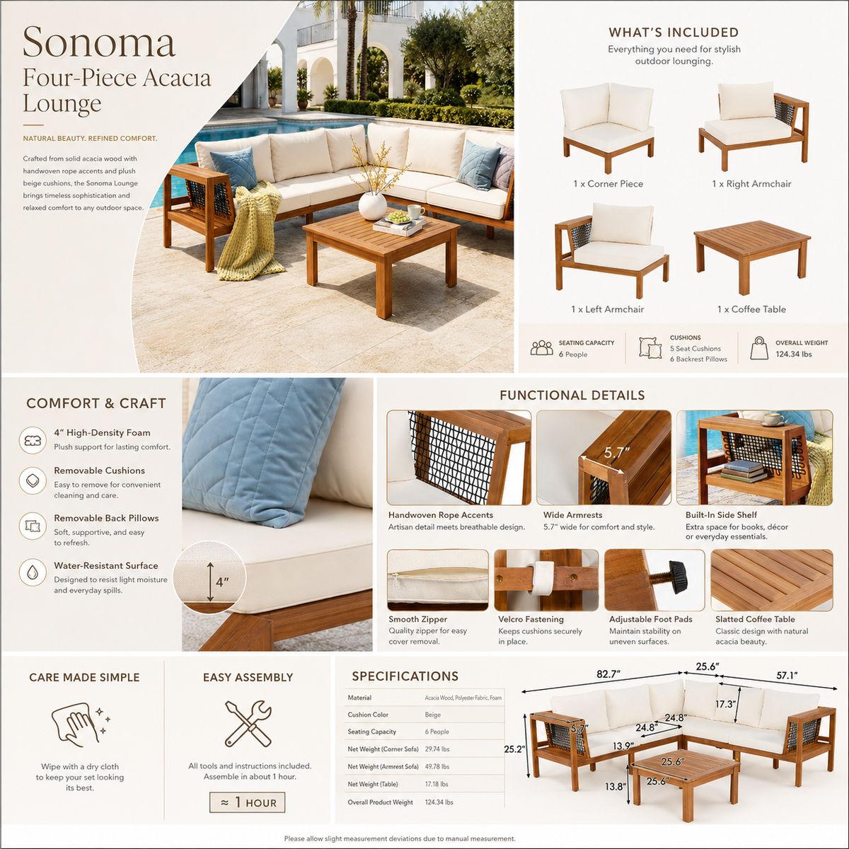Sonoma Four-Piece Acacia Lounge