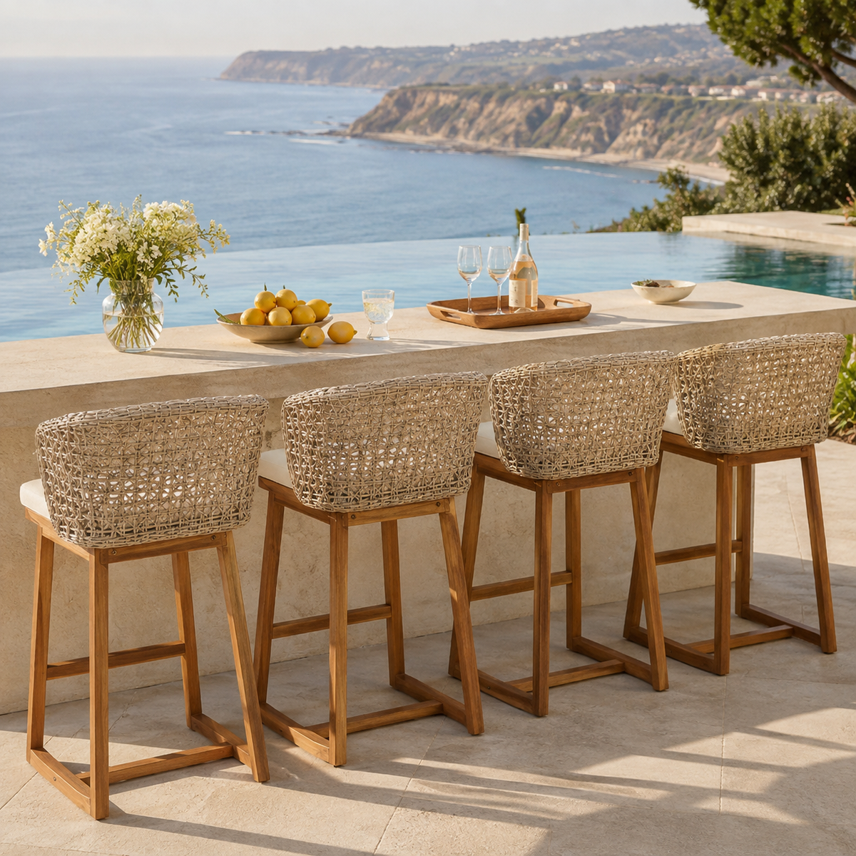 Sonoma Acacia Bar Stools — Set of Four