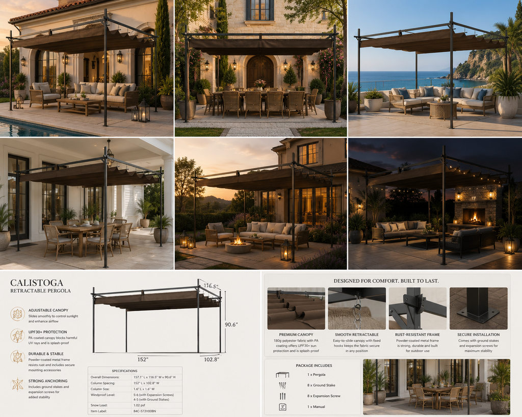 Calistoga Retractable Pergola