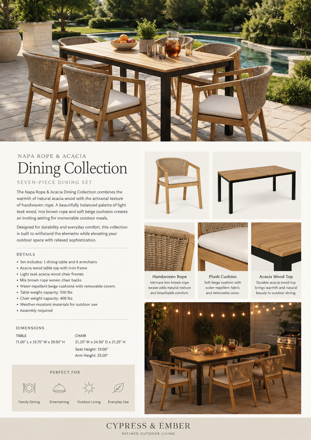 Napa Rope & Acacia Dining Collection
