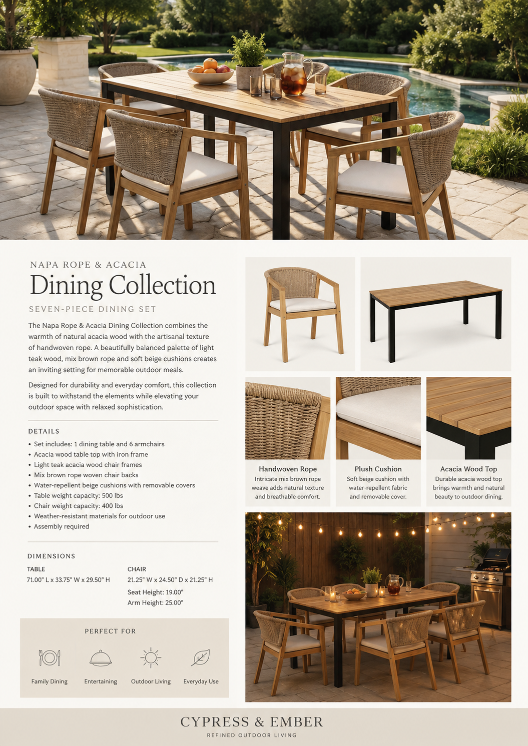 Napa Rope & Acacia Dining Collection