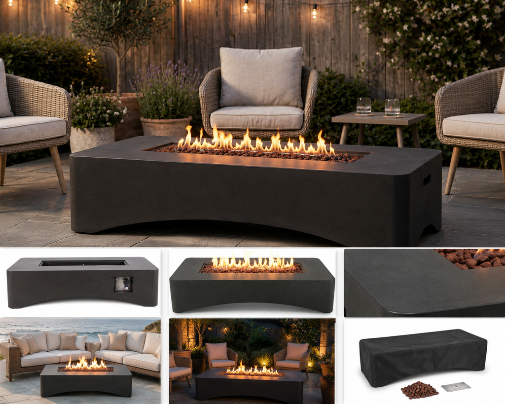 Montecito 56" Architectural Fire Table — Charcoal