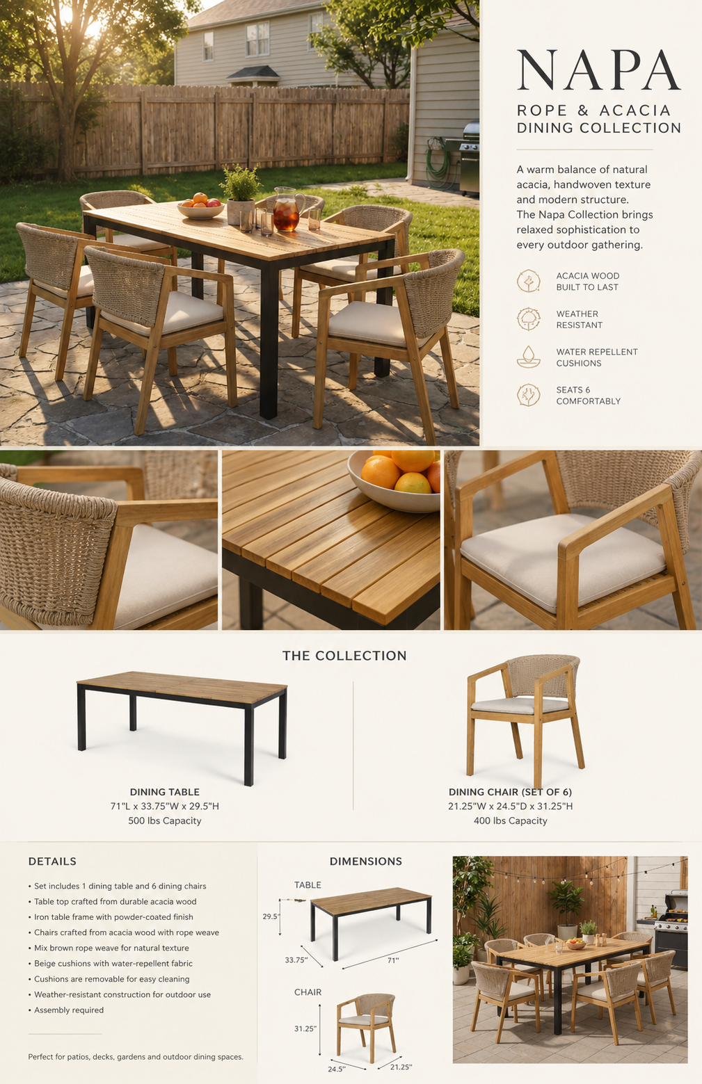 Napa Rope & Acacia Dining Collection