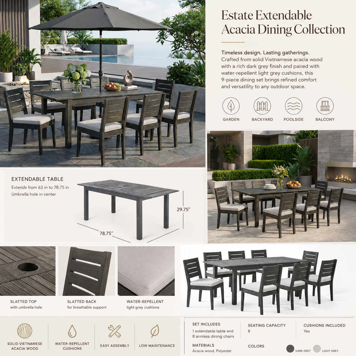 Estate Extendable Acacia Dining Collection