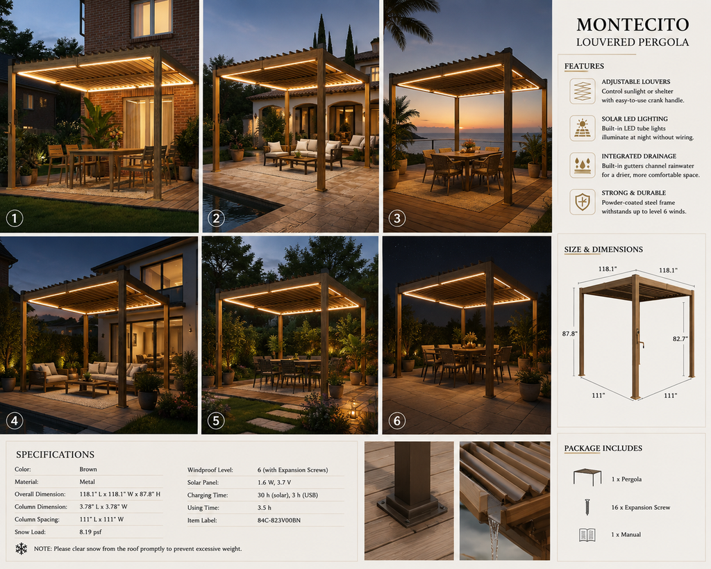 Montecito Louvered Pergola