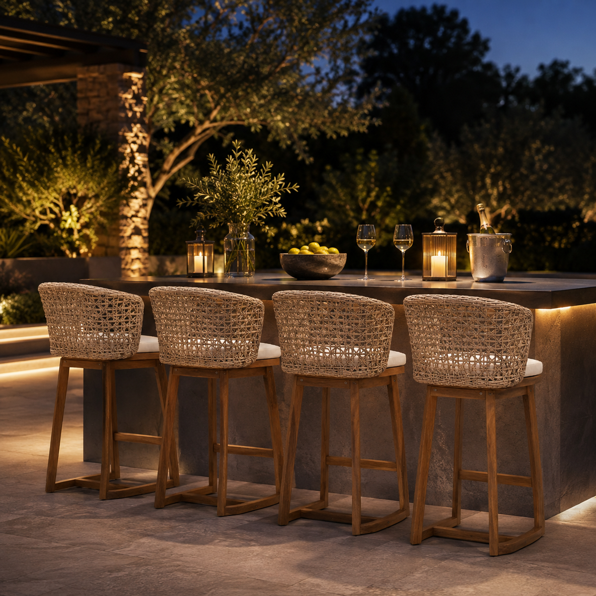 Sonoma Acacia Bar Stools — Set of Four
