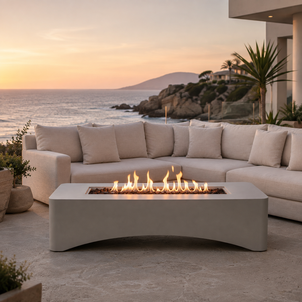 Montecito 56" Architectural Fire Table — Stone