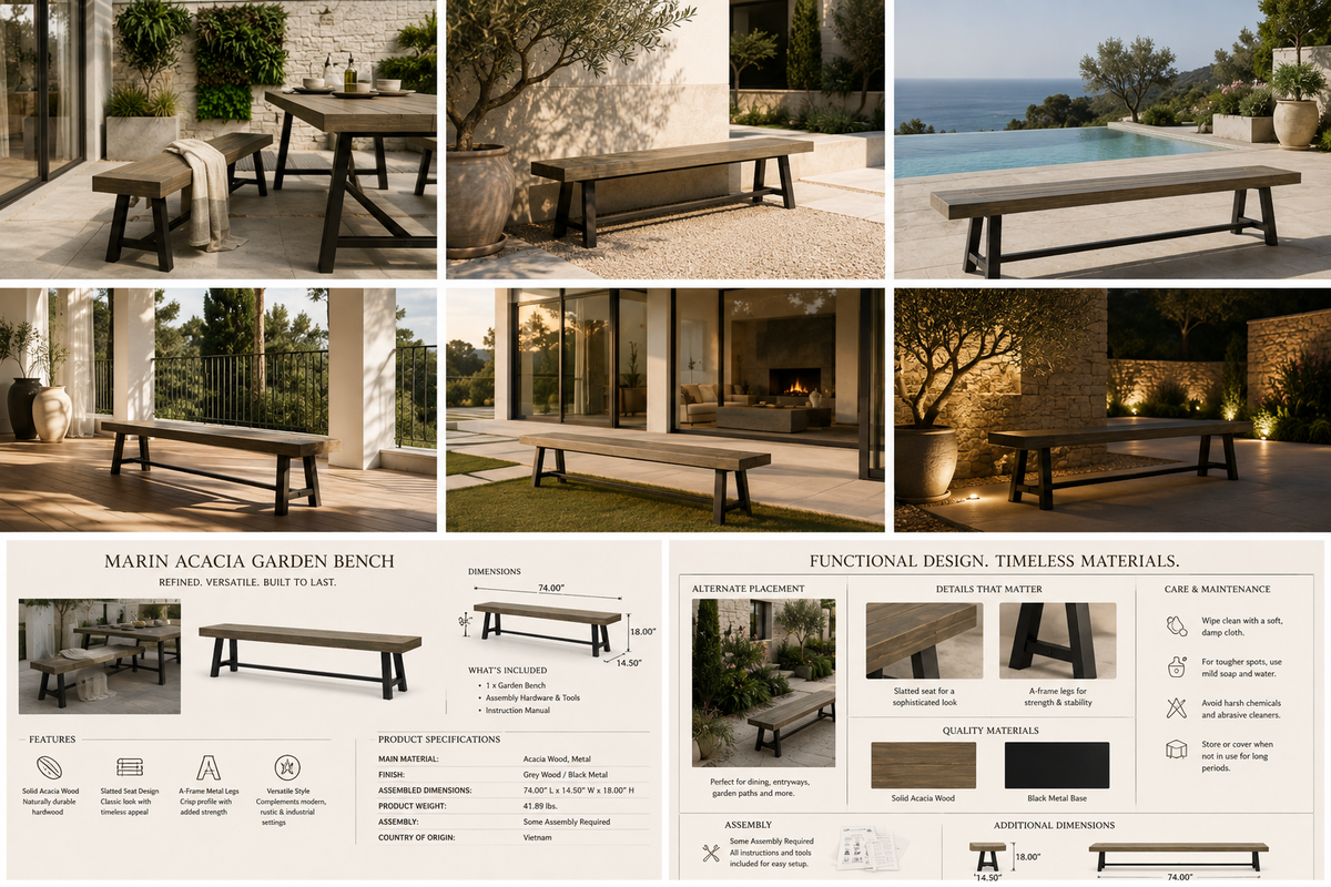 Marin Acacia Garden Bench