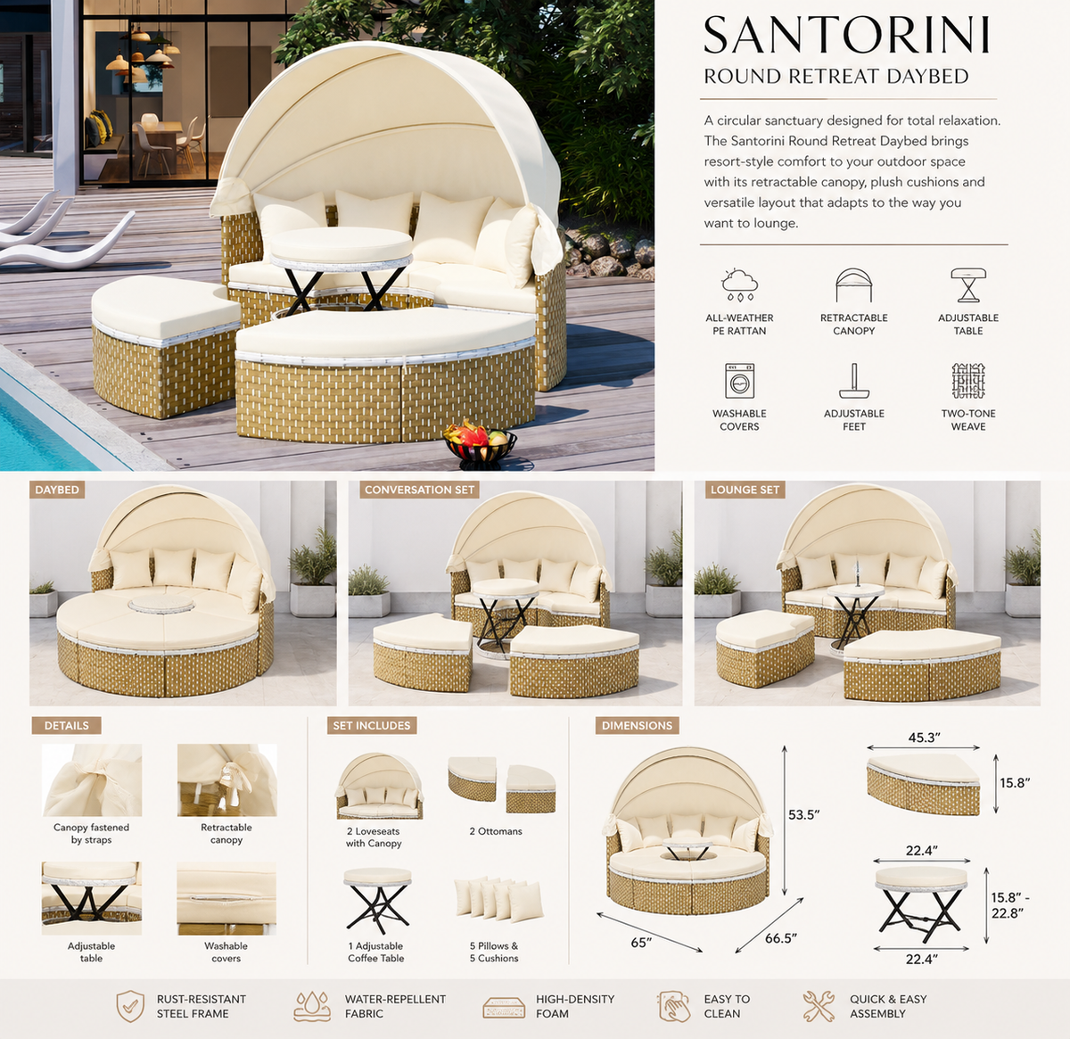 Santorini Round Retreat Daybed