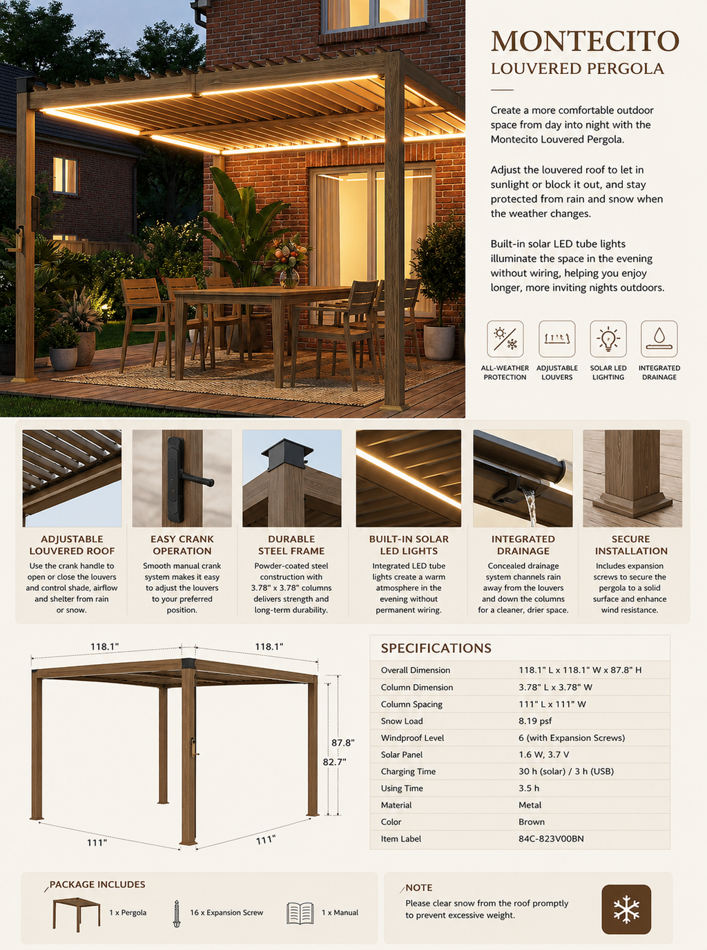 Montecito Louvered Pergola
