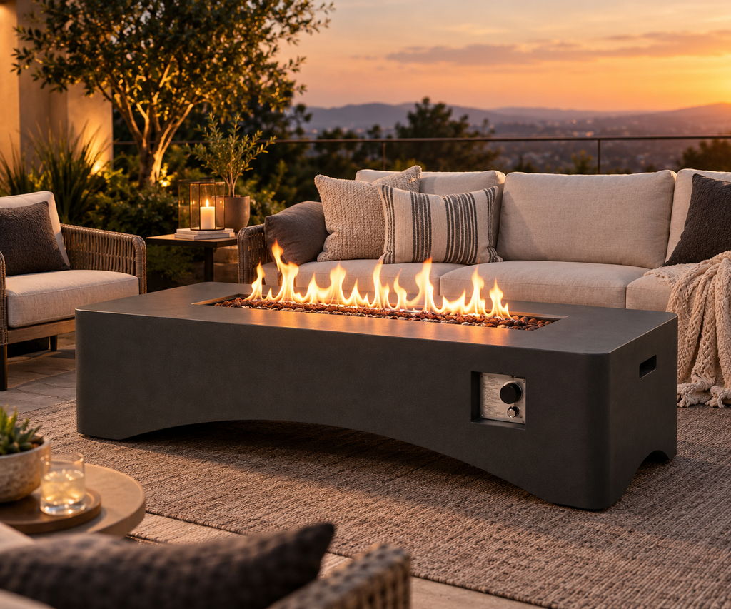 Montecito 56" Architectural Fire Table — Charcoal