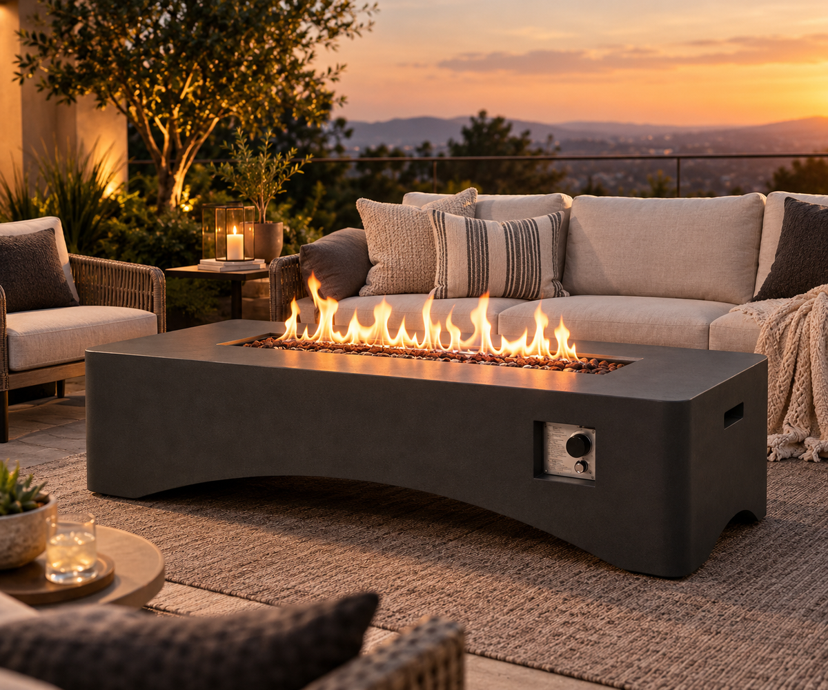 Montecito 56" Architectural Fire Table — Charcoal